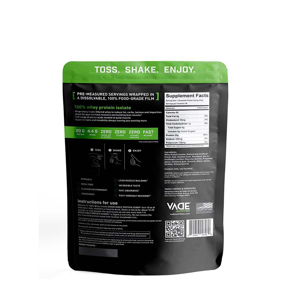 569901 VADE Nutrition® Vade Nutrition® Dissolvable Protein Scoops® are